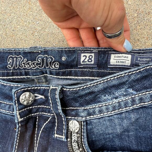 Miss Me Signature Skinny Bling Faux Flap Pocket Jeans Size 28x30 JP72435 - Picture 5 of 9